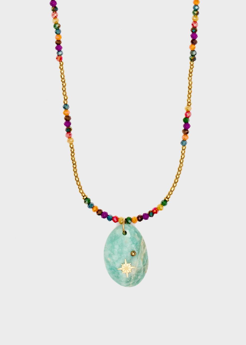 Nalí S.STEEL NECKLACE W/ TURQUOISE NAT. STONE Vendita Calda