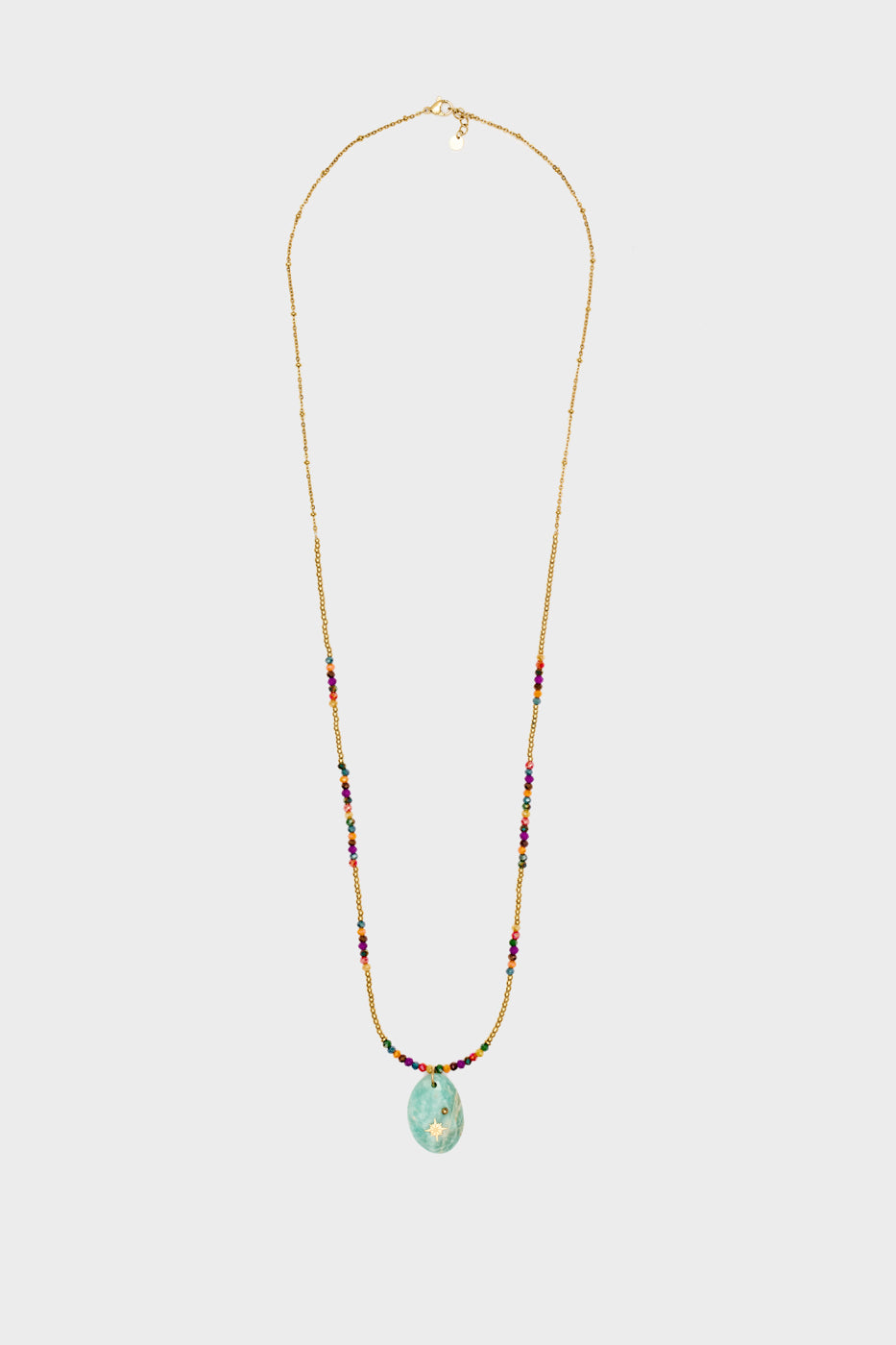 Nalí S.STEEL NECKLACE W/ TURQUOISE NAT. STONE Vendita Calda