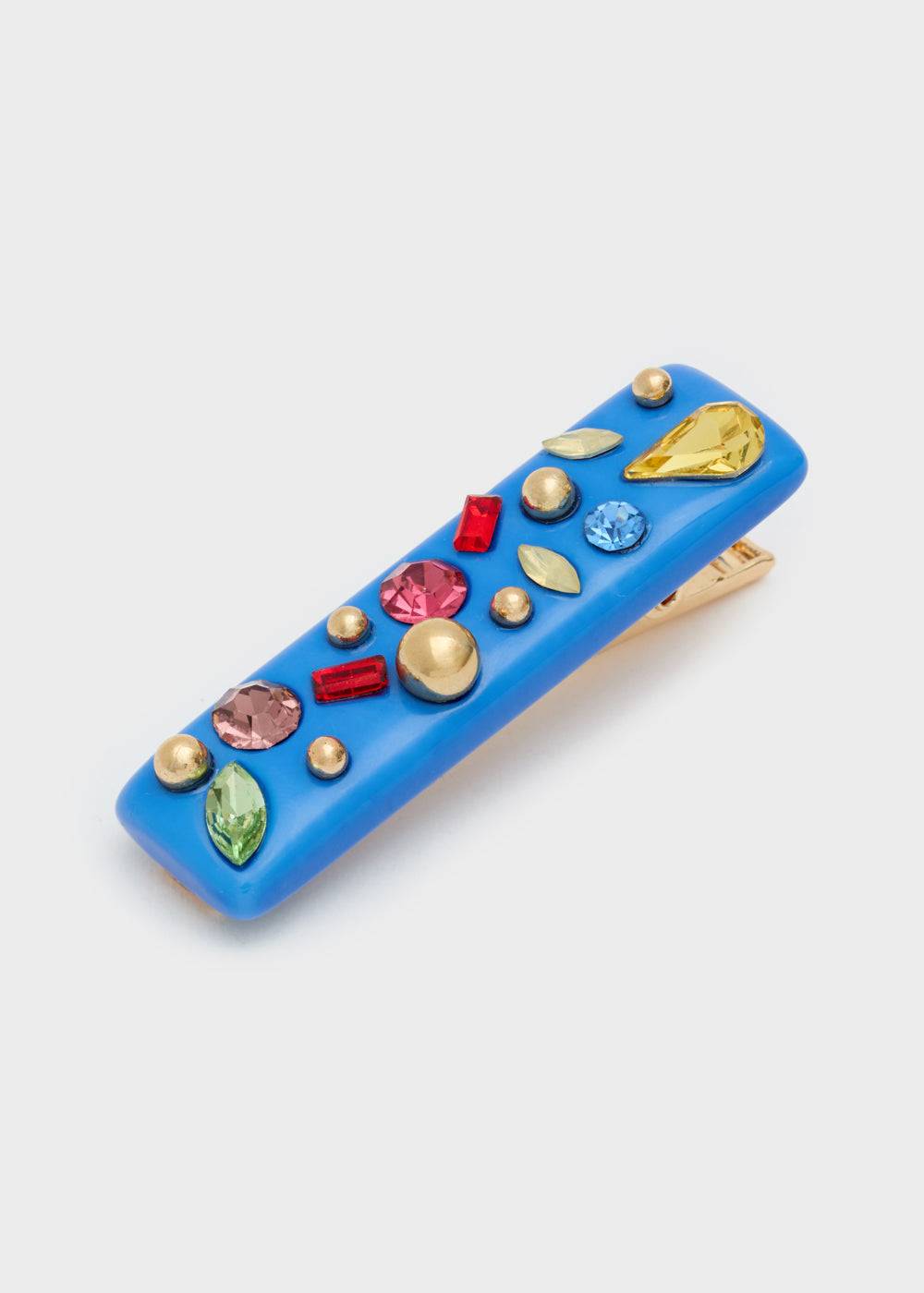 Nalí BLUE RESIN HAIR BARRETTE W/ STONES Vendita Economica