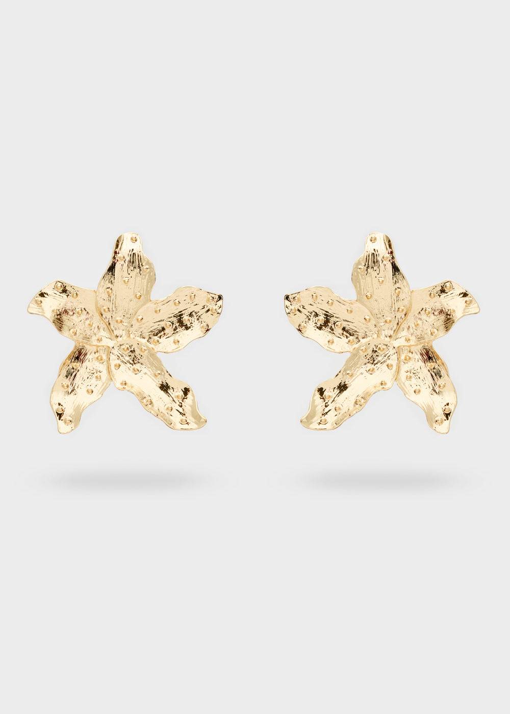 Nalí OVERSIZE EARRINGS W/ GOLD TROPICAL FLOWER Offerta Pasqua