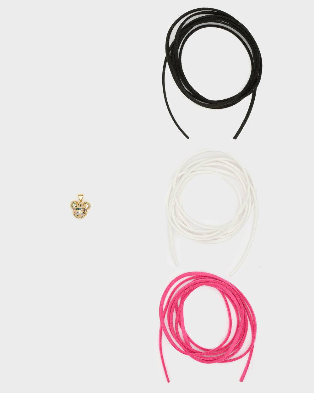 Nalí NECKLACE SET W/ MOUSE CHARMS + CORDS Nuovo