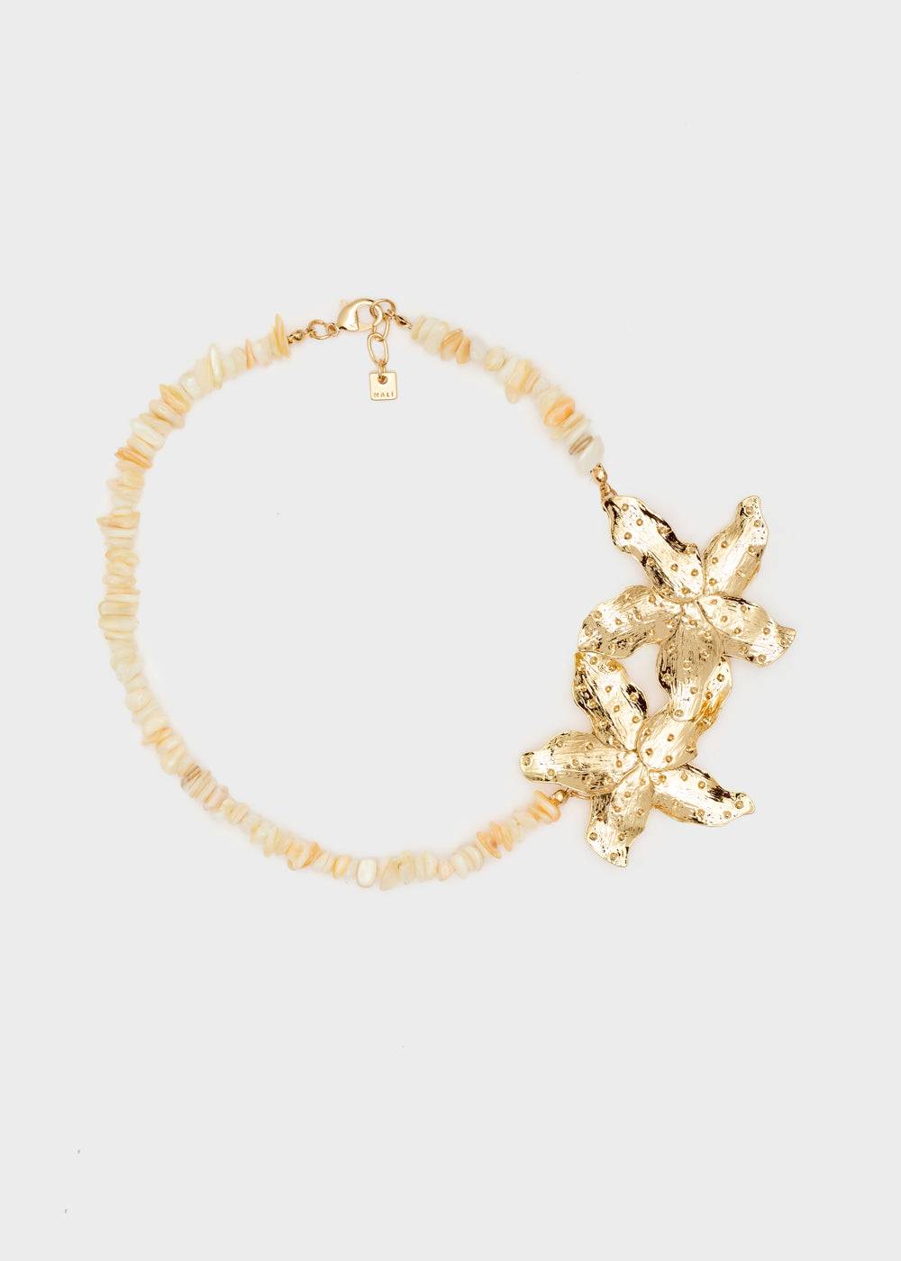 Nalí NECKLACE W/ GOLD TROPICAL FLOWERS Vendita
