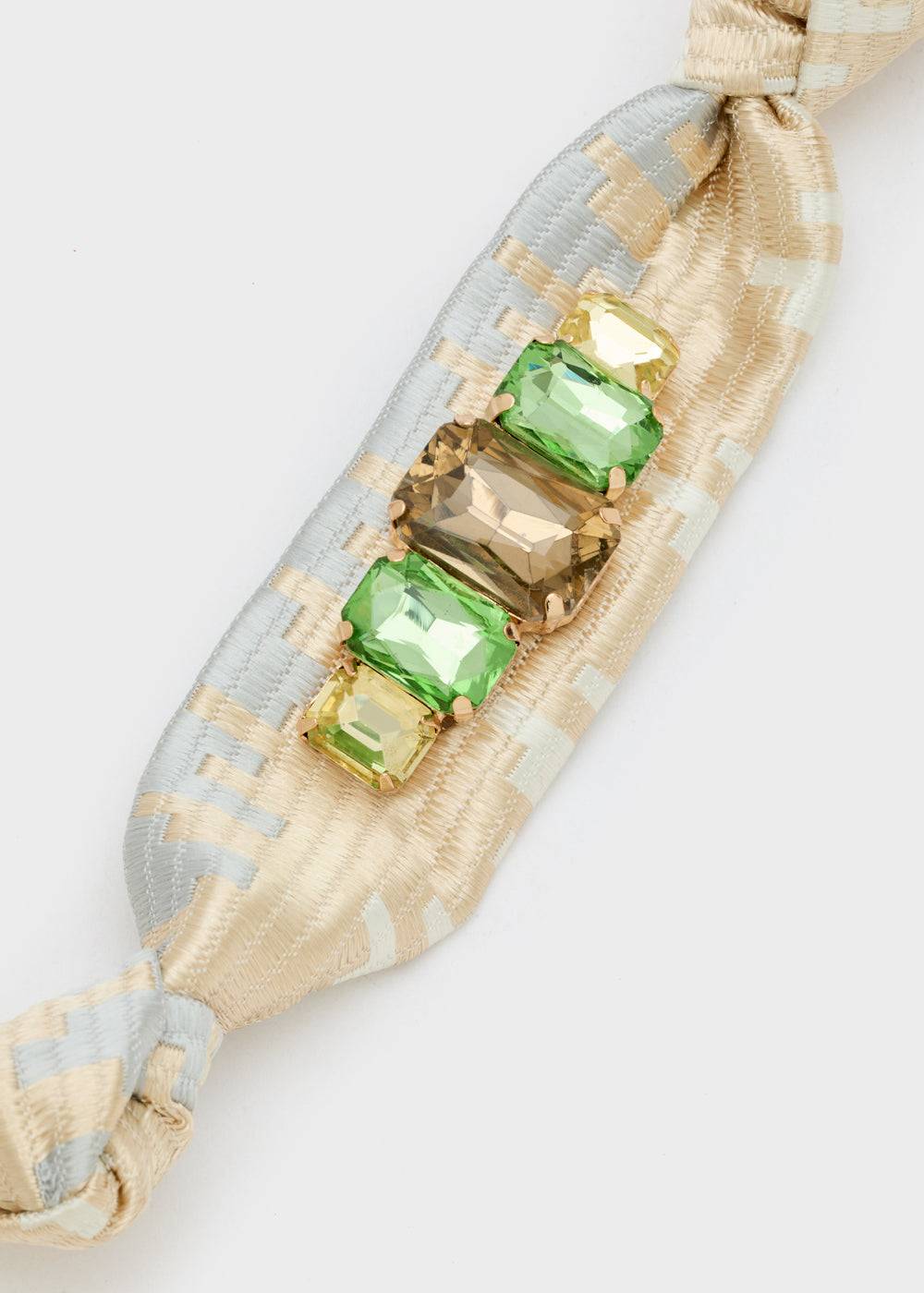 Nalí FABRIC BRACELET WITH GREEN STONES Pezzi Unici