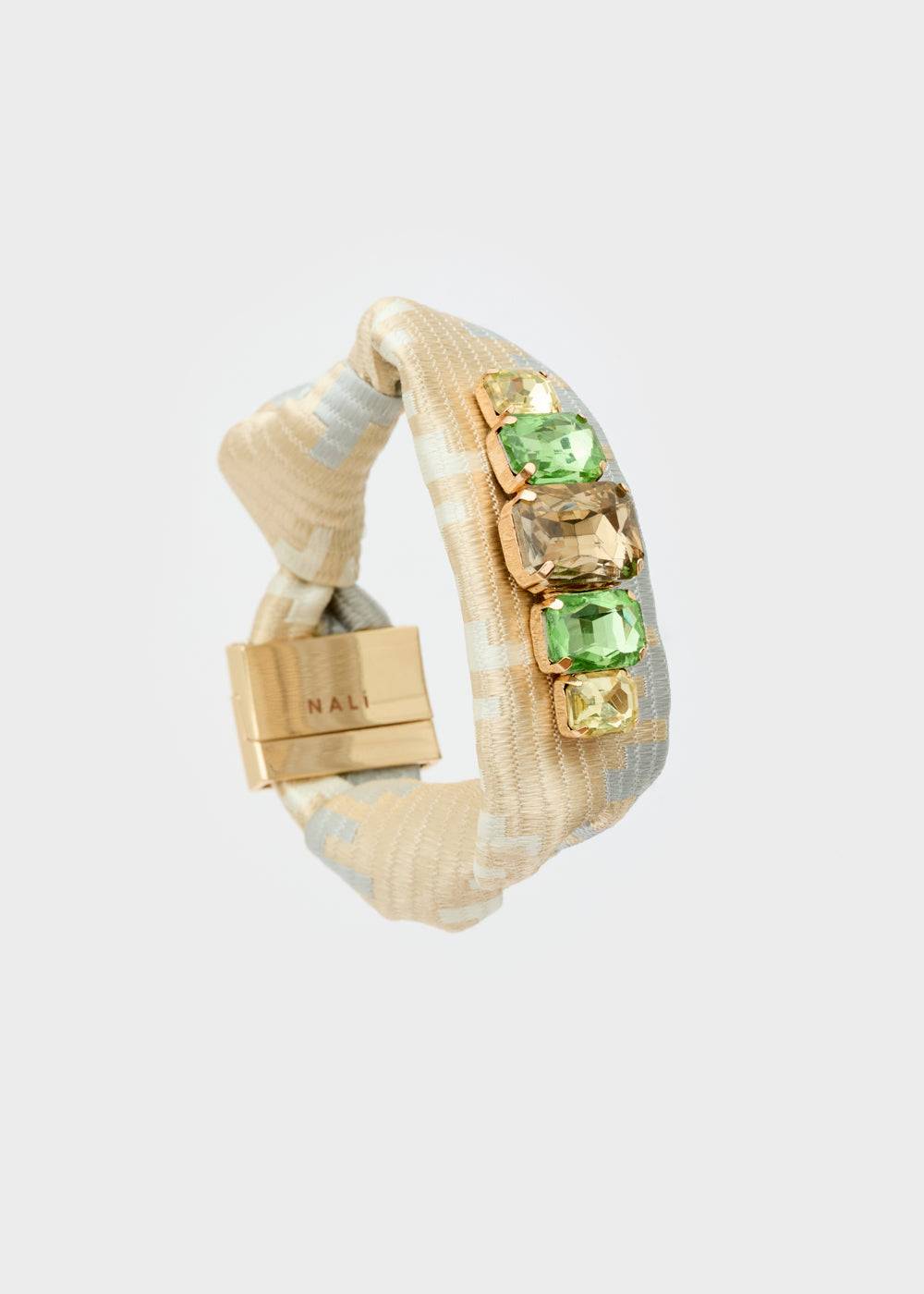 Nalí FABRIC BRACELET WITH GREEN STONES Pezzi Unici