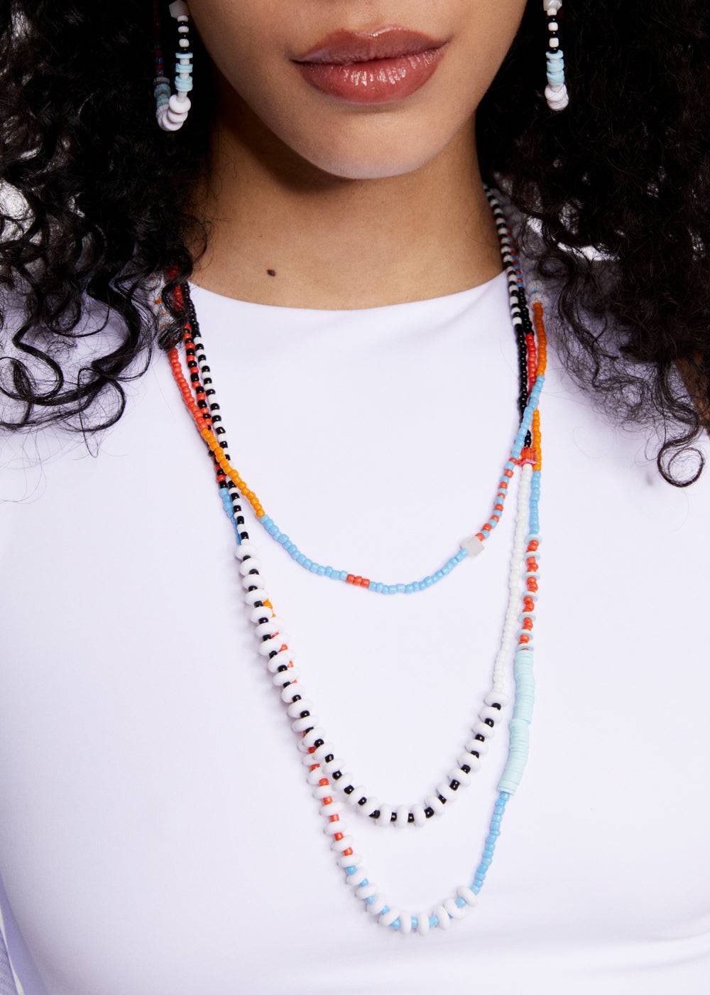 Nalí MULTISTRAND NECKLACE W/ ORANGE BEADS Acquista Ora