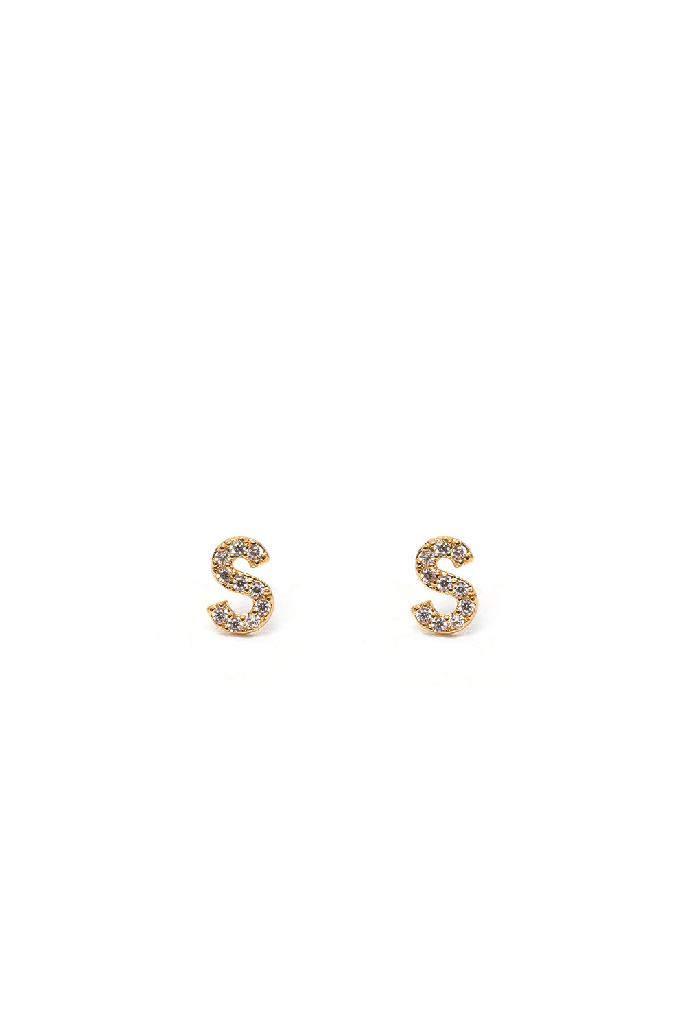 Nalí CRYSTAL STUD EARRINGS LETTER GOLD + LETTERS