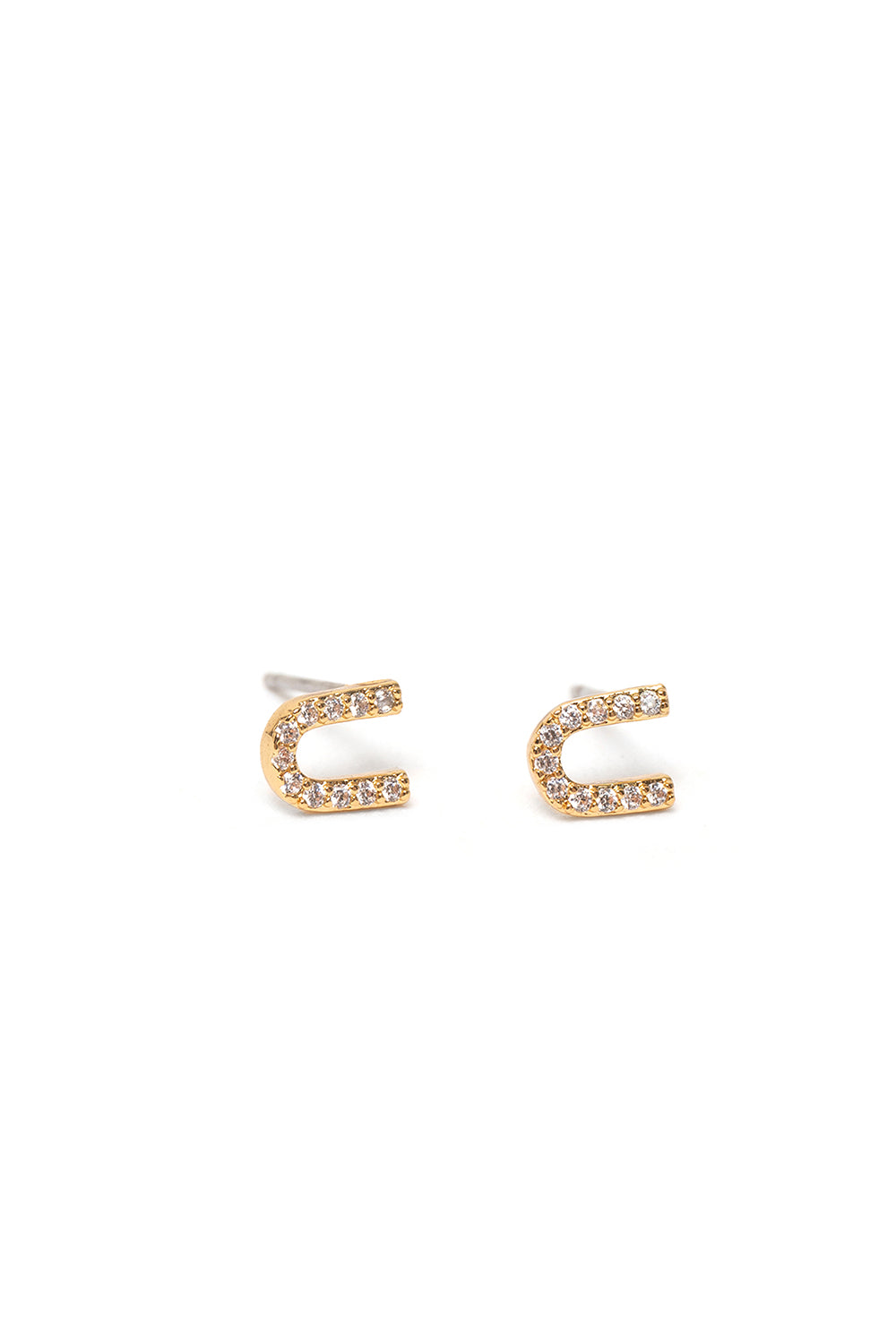 Nalí CRYSTAL STUD EARRINGS LETTER GOLD + LETTERS Shopping Online