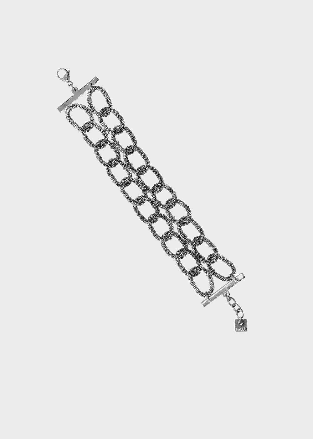 Nalí DIDI STAIN. STEEL DOUBLE CHAIN BRACELET SILVER Sconto