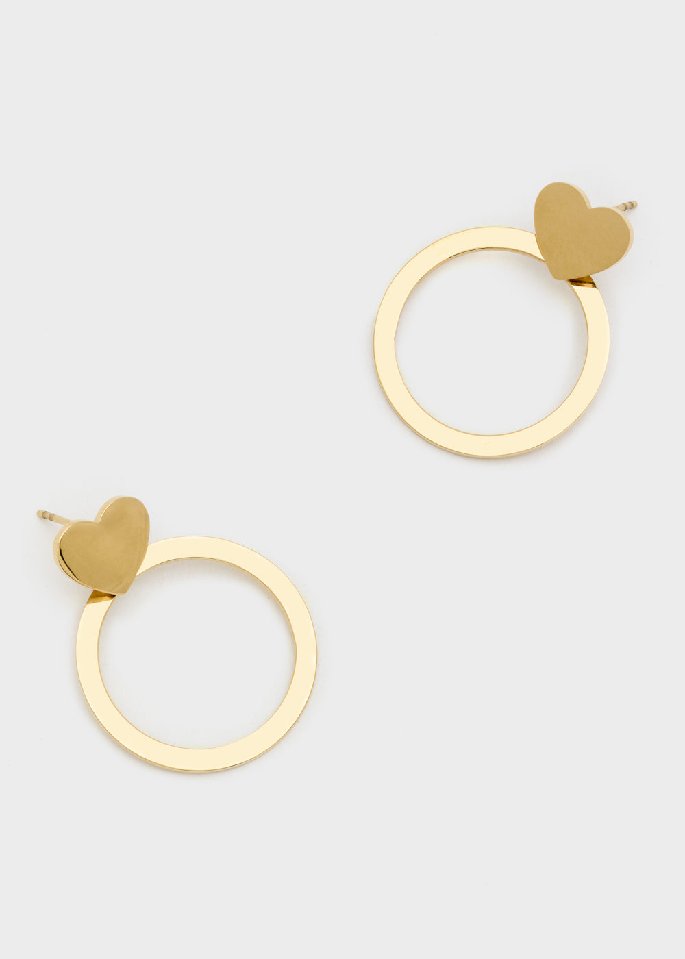 Nalí 14KT GOLD PLA. S.STEEL HOOP+HEART EARRINGS Saldi Di Fabbrica