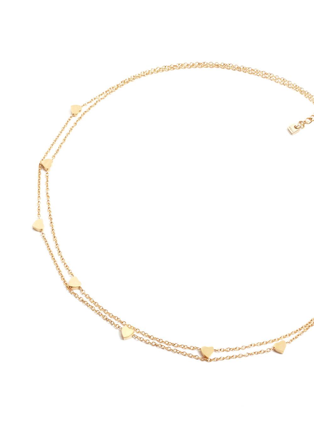 Nalí NECKLACE LEO DOUBLE CHAIN HEARTS GOLD COLOR In Saldo
