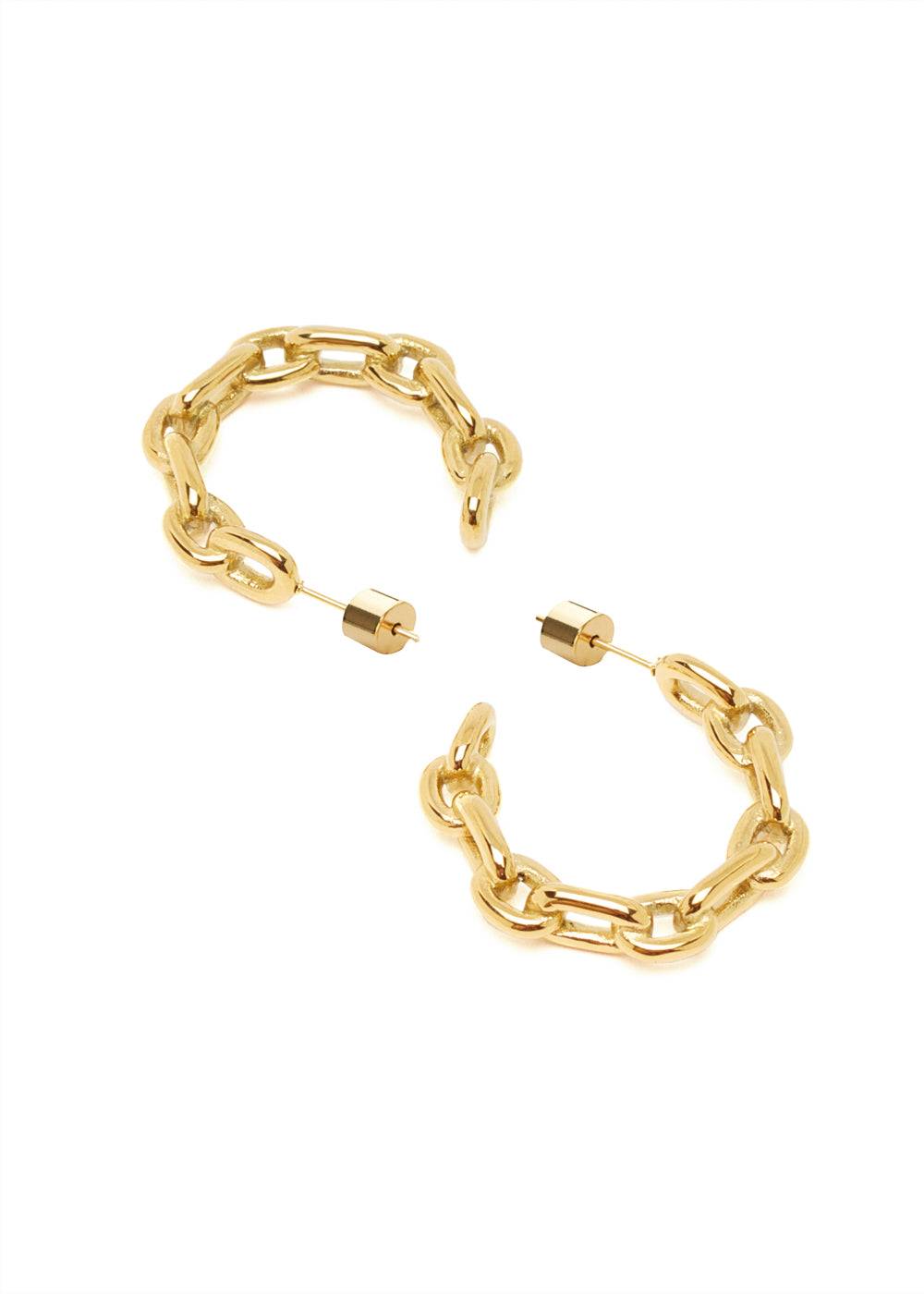 Nalí CHAIN HOOP EARRINGS STAIN. STEEL. 18K GOLD PLATED Moda