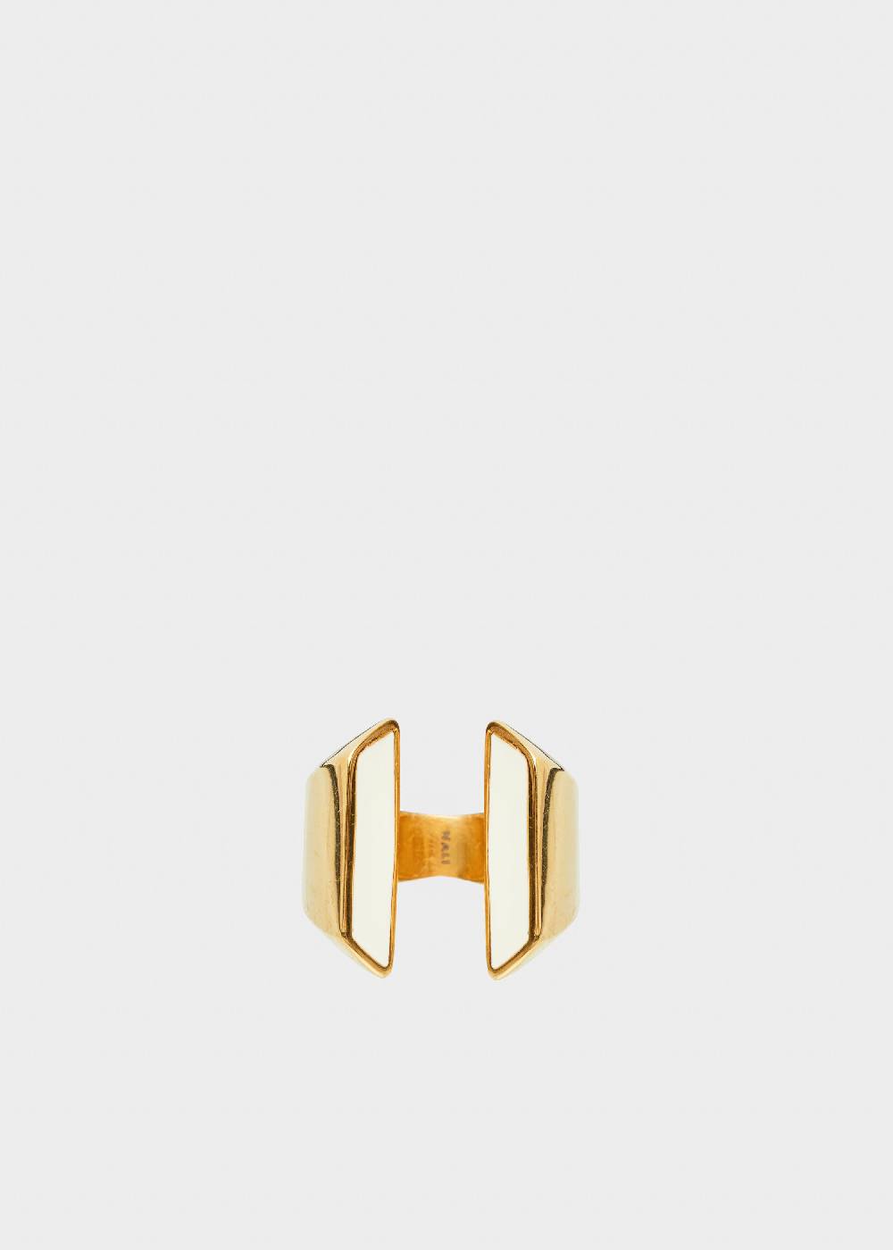 Nalí STAIN. STEEL ARYS ENAMEL RING IN WHITE In Linea
