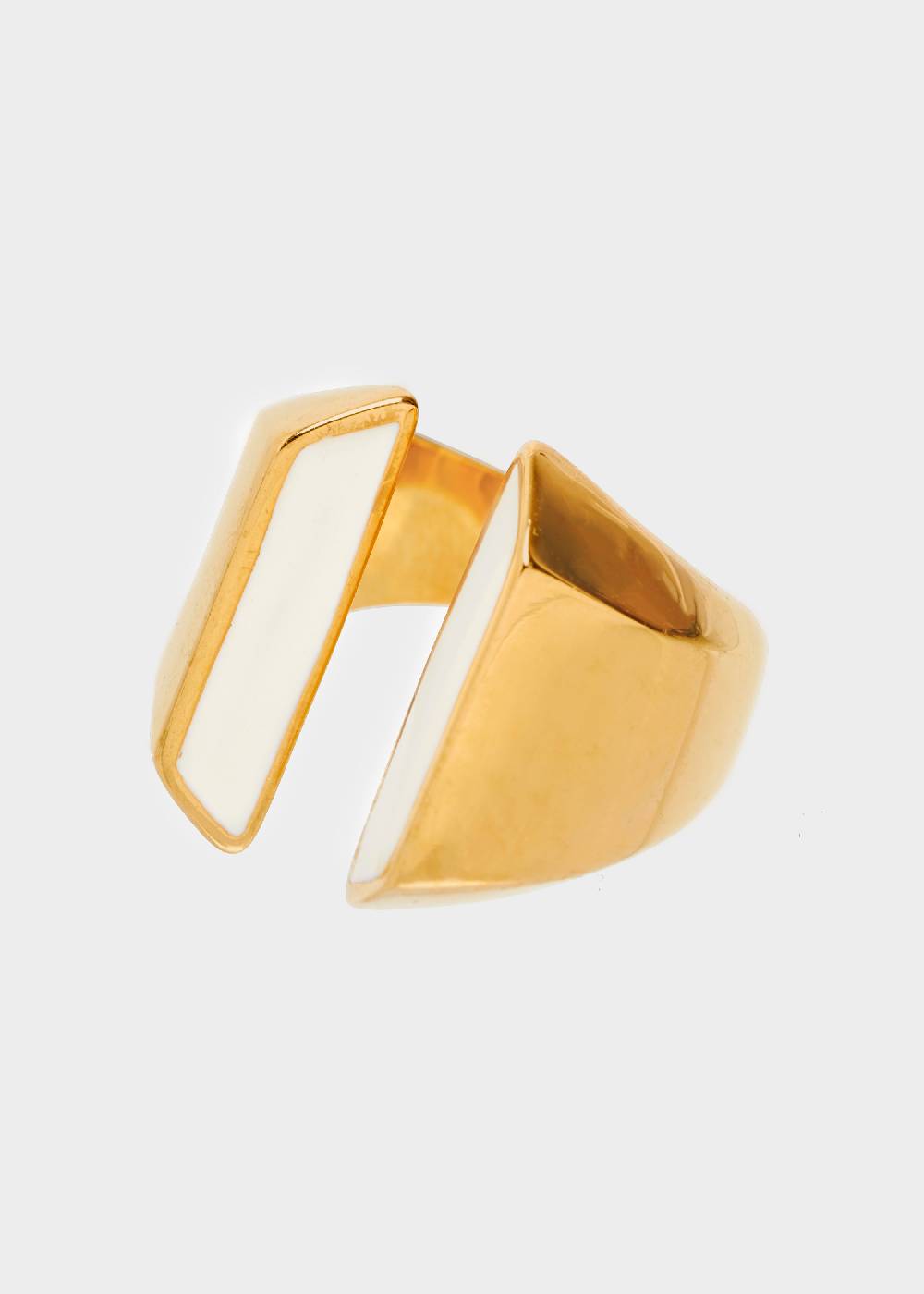 Nalí STAIN. STEEL ARYS ENAMEL RING IN WHITE In Linea