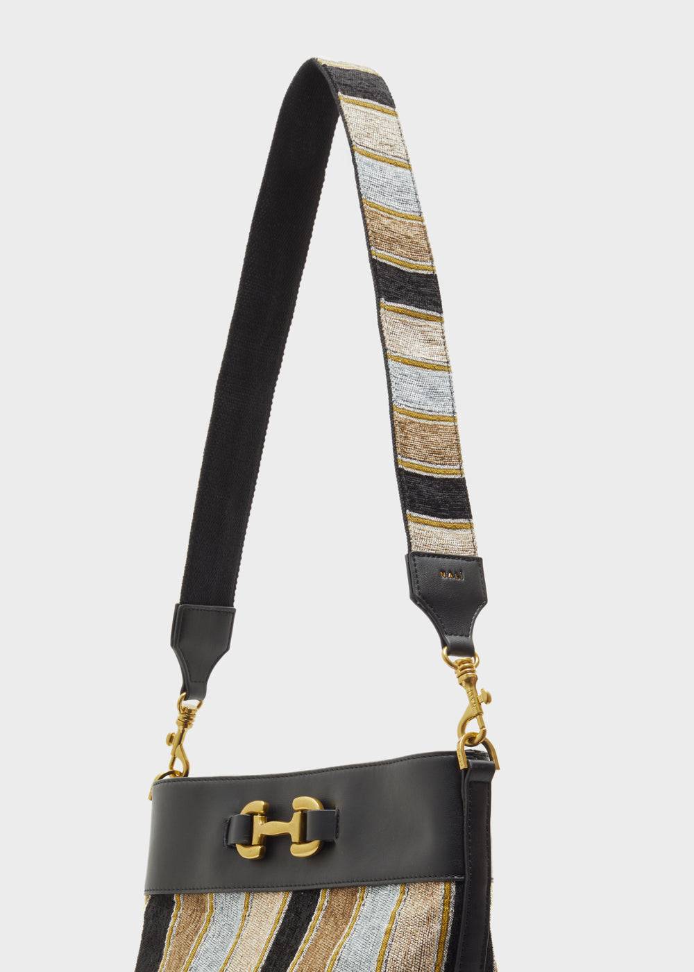 Nalí SALLY STRAP W/ TAUPE AND BLACK STRIPES Trasporto libero internazionale