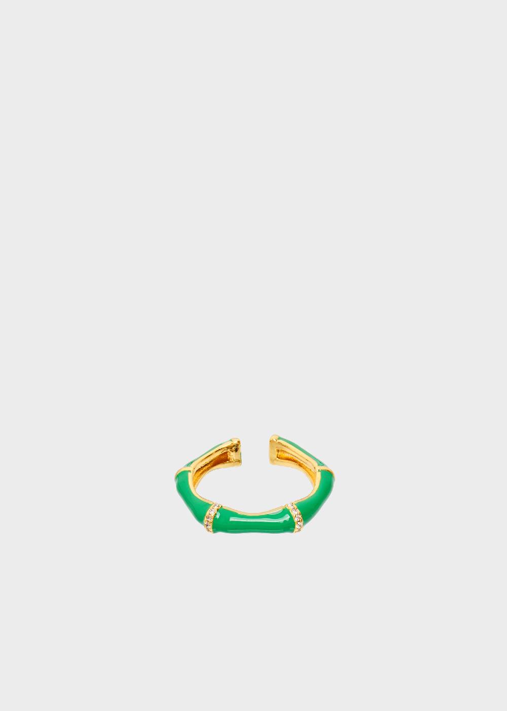 Nalí MERY ENAMEL RING GREEN WITH CRYSTALS Soddisfazione Garantita