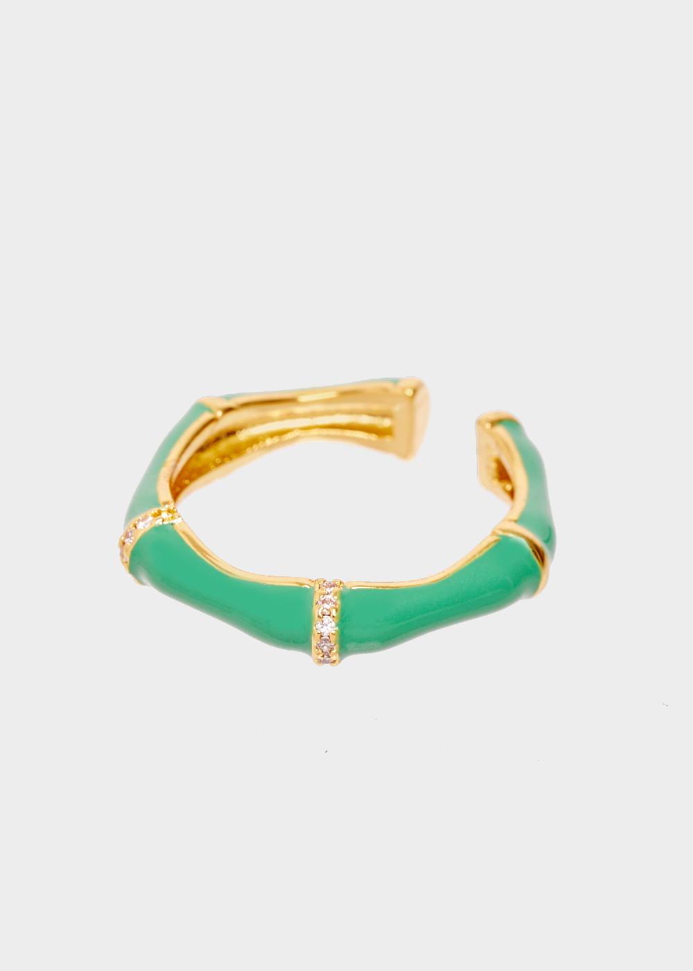 Nalí MERY ENAMEL RING GREEN WITH CRYSTALS Soddisfazione Garantita