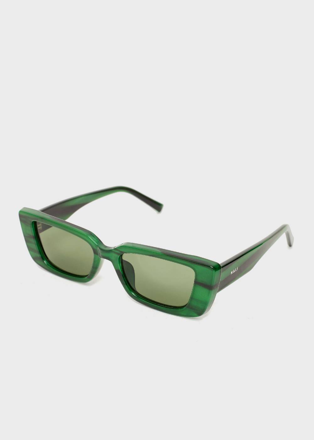 Nalí LENA RECTANGULAR GREEN SUNGLASSES In Linea