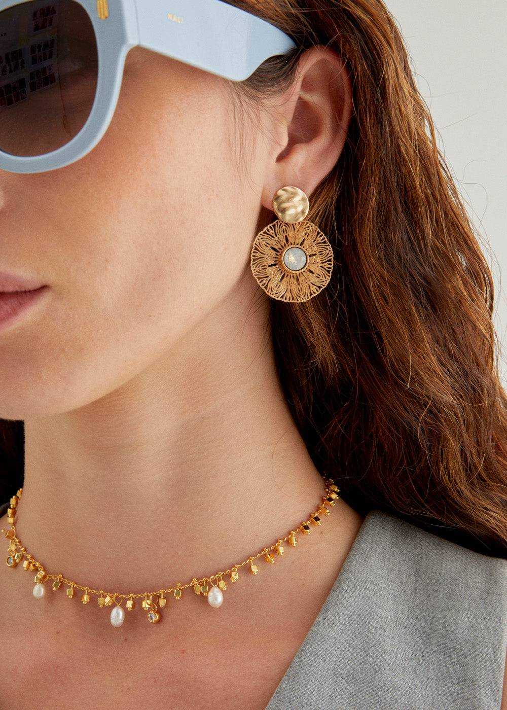 Nalí BLAKE ROUND EARRINGS W/ STONE + COLORS Consegna Veloce