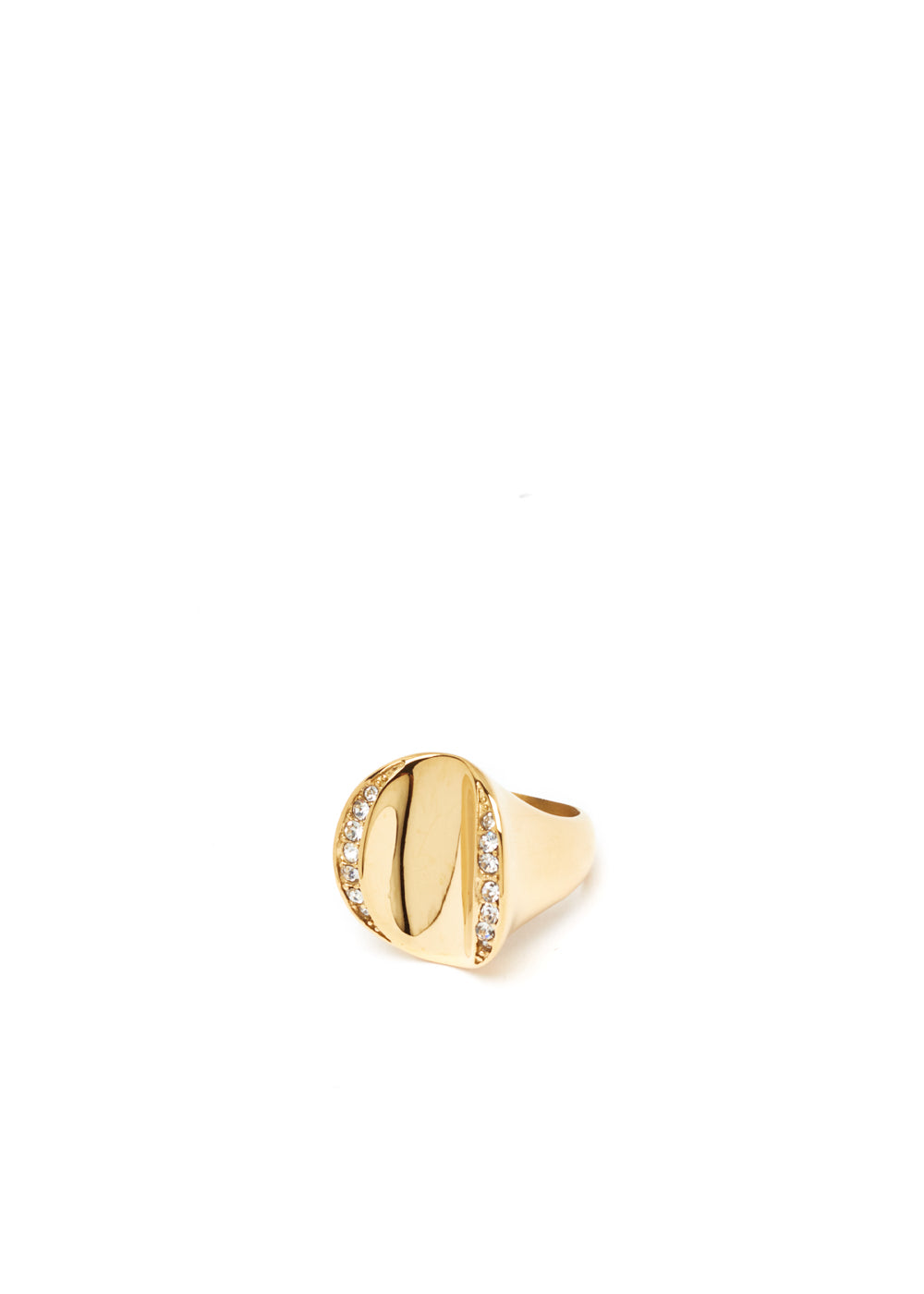 Nalí GOLD HOLLOW BAND RING W/ CRYSTALS STAIN. STEEL II