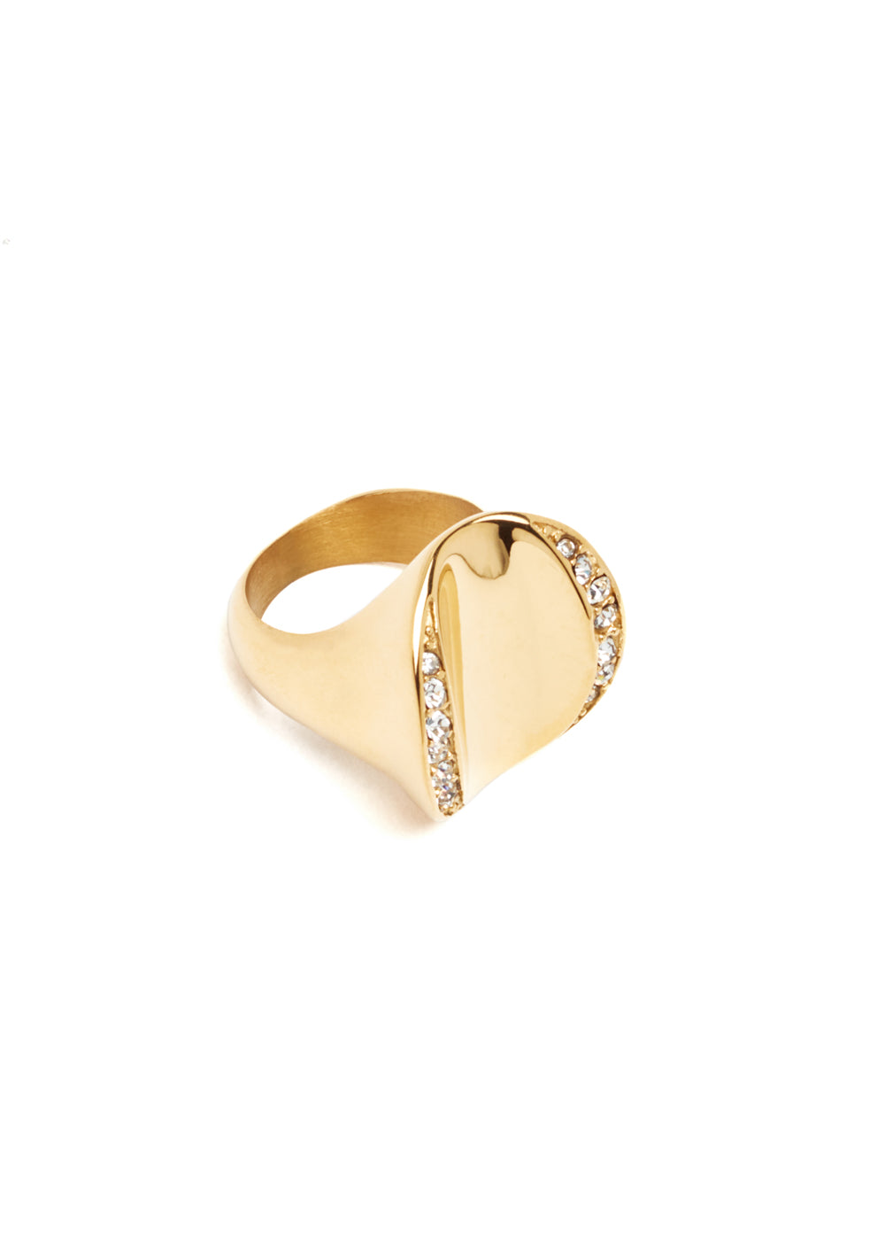 Nalí GOLD HOLLOW BAND RING W/ CRYSTALS STAIN. STEEL II Vendite Flash