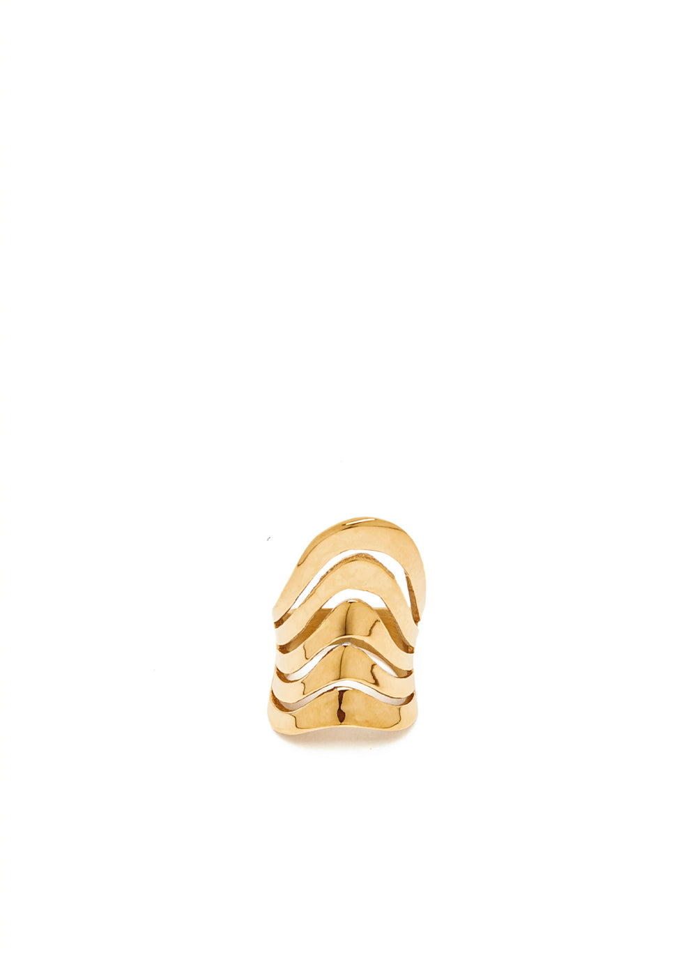 Nalí HIGH BAND RING W/ GOLD STRINGS STAIN. STEEL Italy