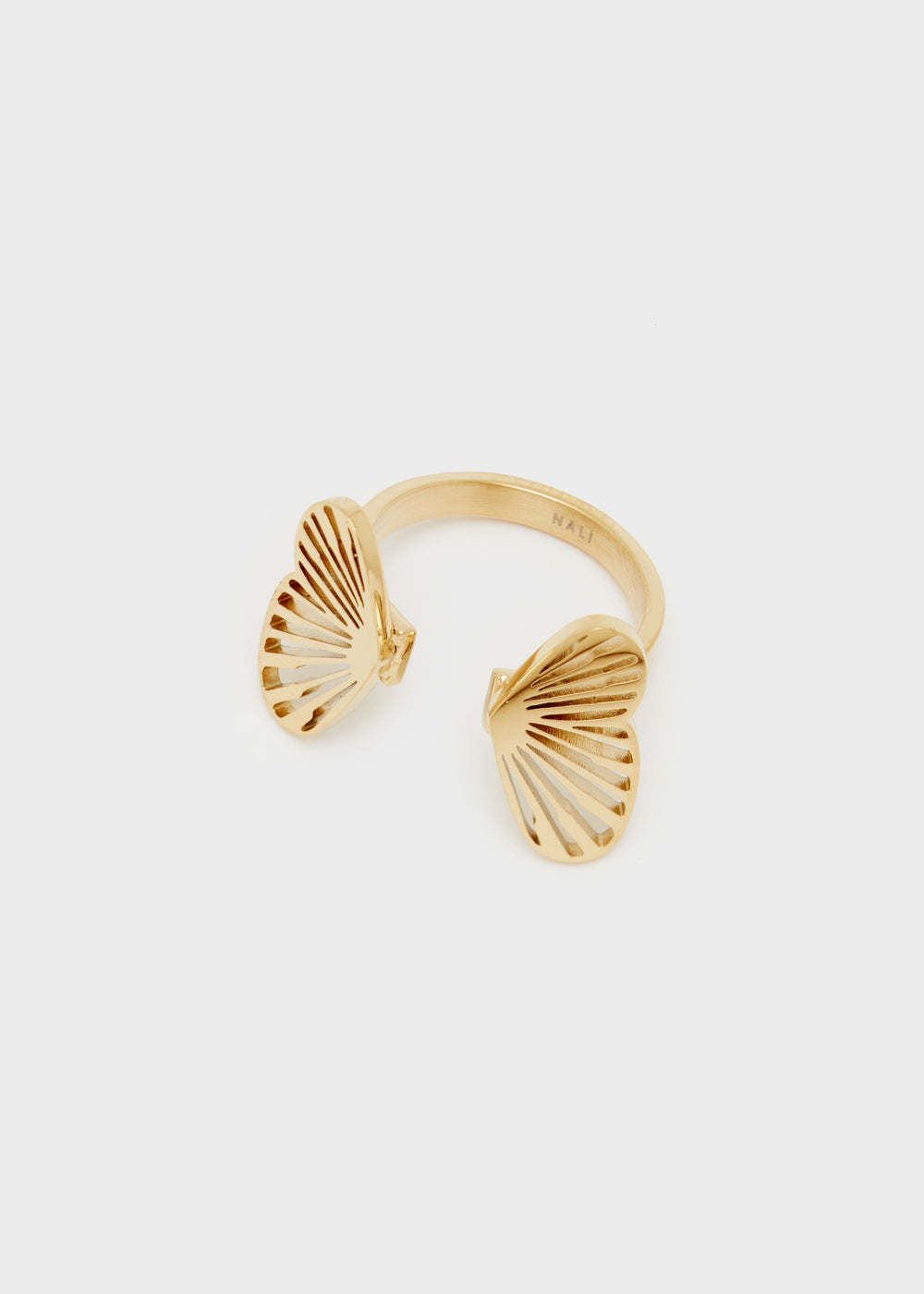 Nalí 14KT GOLD PLAT. S.STEEL BUTTERLY RING Nuovo
