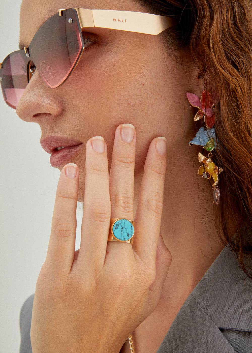 Nalí 14KT GOLD PLAT. S.STEEL MARBLE RING + COLORS Qualità