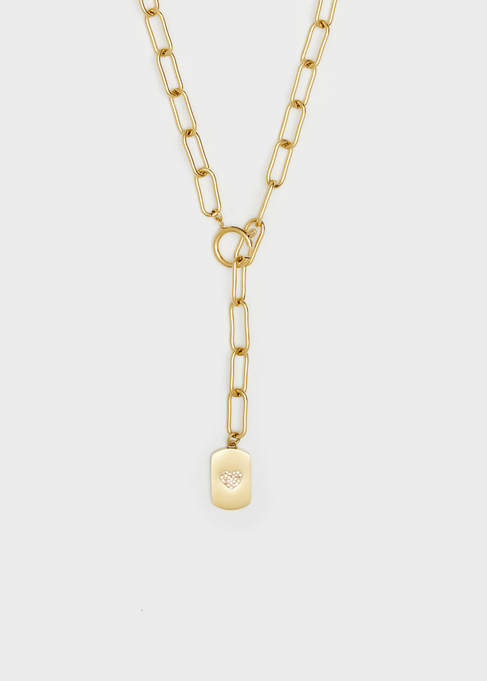 Nalí 14KT GOLD PLA. S. STEEL HEART TAG NECKLACE Pezzi Unici