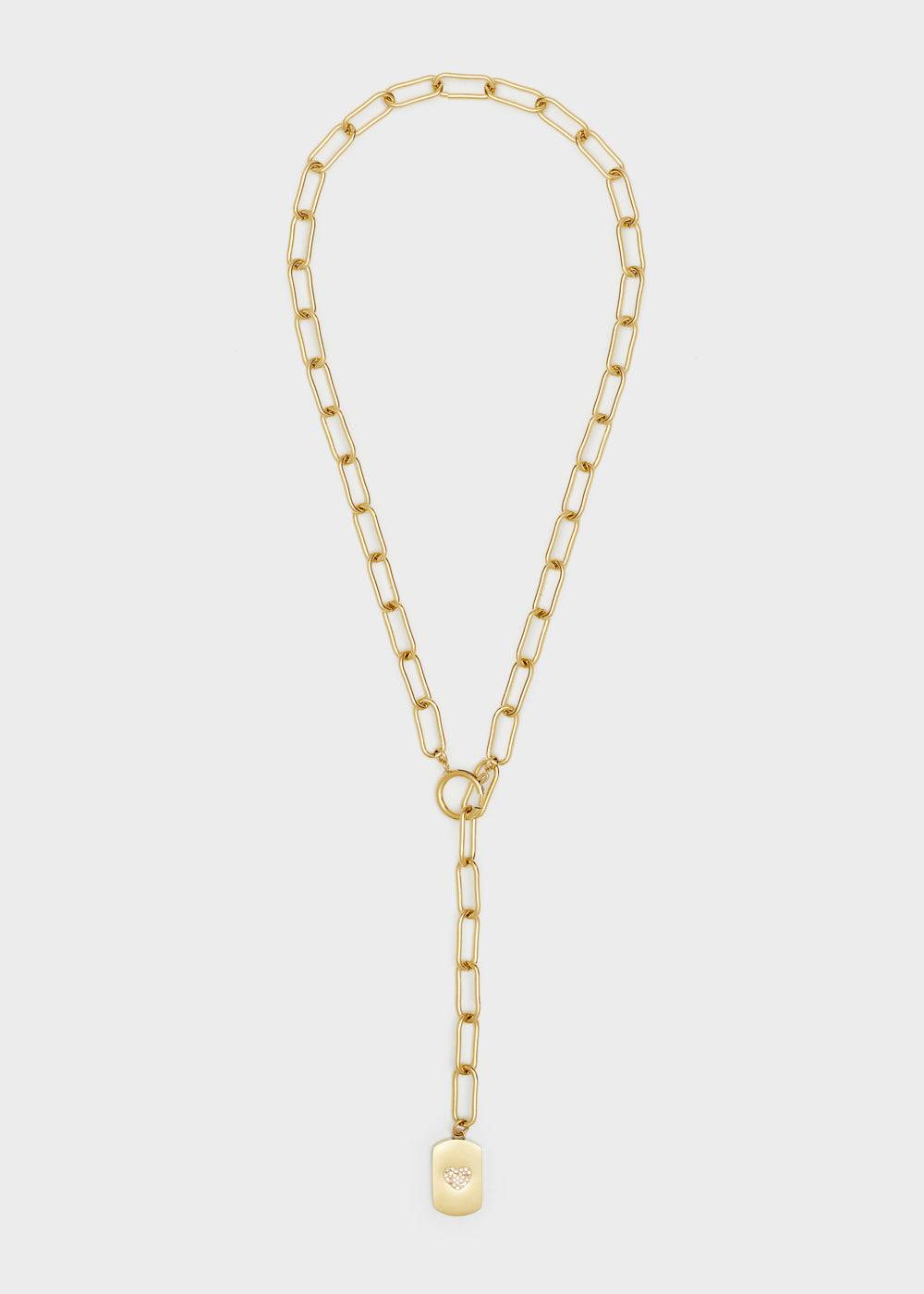 Nalí 14KT GOLD PLA. S. STEEL HEART TAG NECKLACE Pezzi Unici