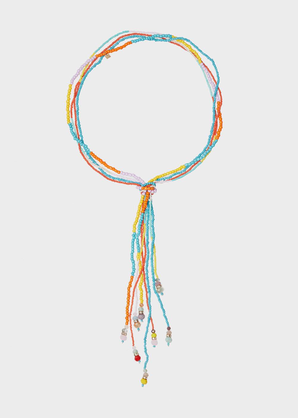 Nalí LONG NECKLACE WITH KNOT AND MULTICOLOR BEADS Economico