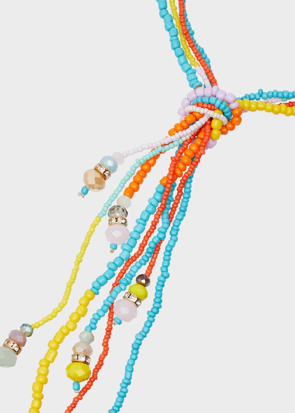 Nalí LONG NECKLACE WITH KNOT AND MULTICOLOR BEADS Economico