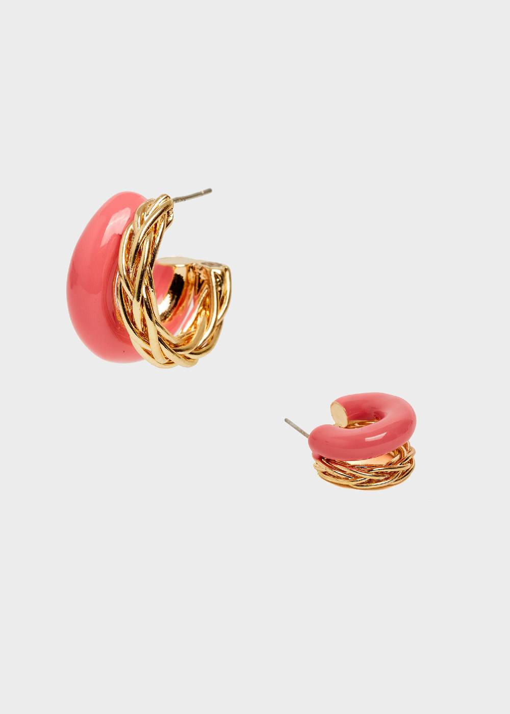 Nalí SIA DOUBLE HOOP EARRINGS ENAMEL ORANGE Vendita Economica