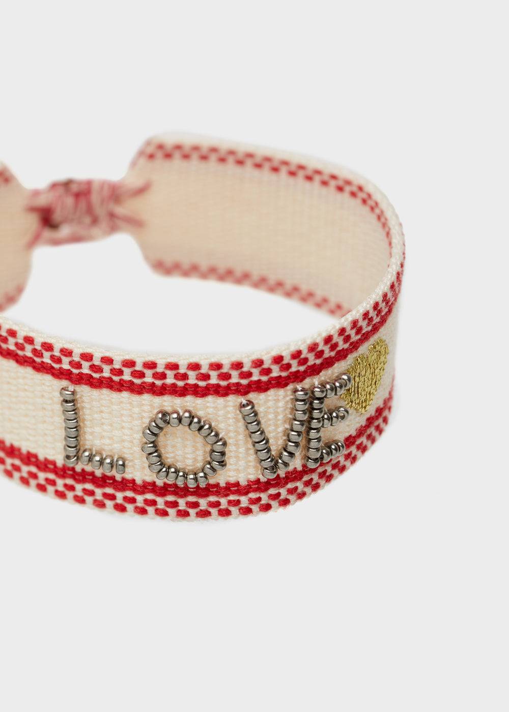 Nalí LOVE FABRIC BRACELET WITH BEADS BEIGE Vendite Flash