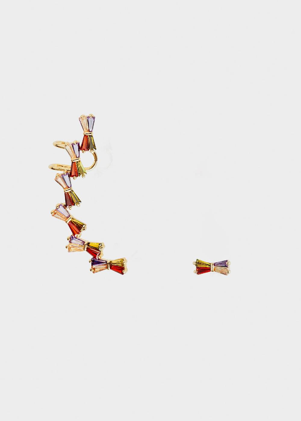 Nalí 14K GOLD PLATED FRAN BOW EARCUFF W/ ZIRCONS Nuova