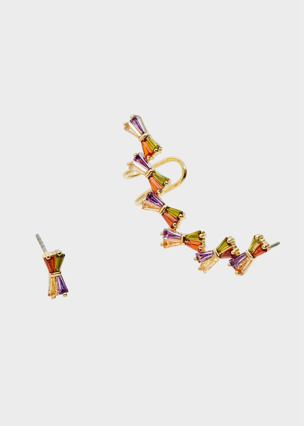Nalí 14K GOLD PLATED FRAN BOW EARCUFF W/ ZIRCONS Nuova