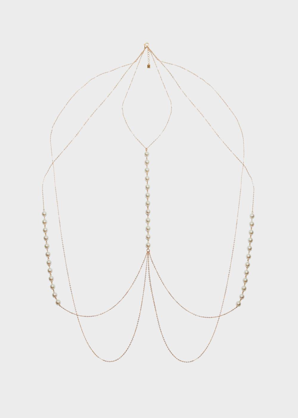 Nalí GOLD BODY CHAIN WITH WHITE PEARLS Italy