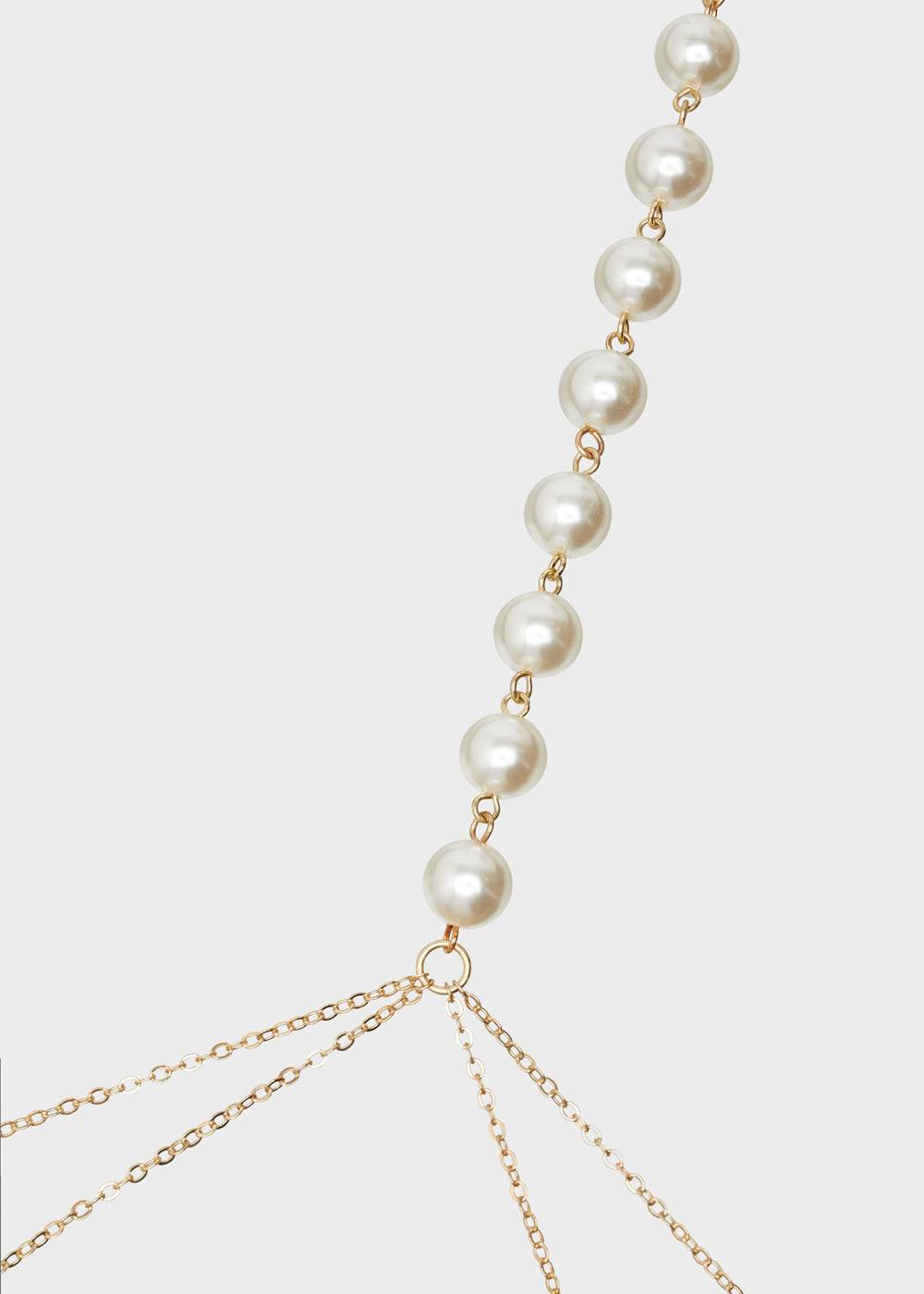 Nalí GOLD BODY CHAIN WITH WHITE PEARLS Italy