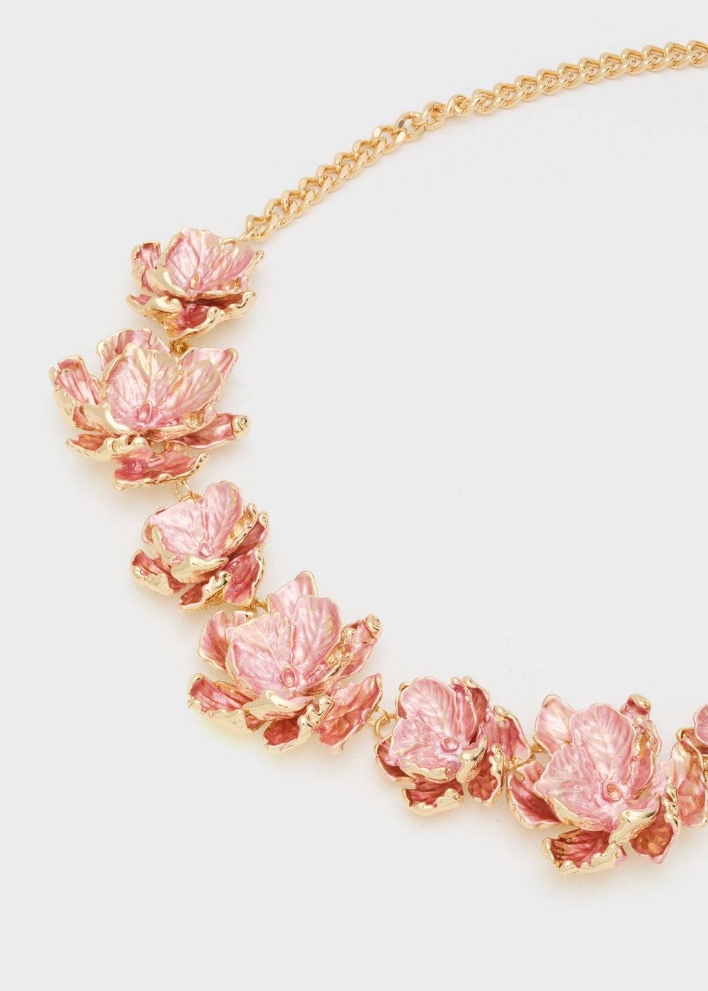 Nalí NECKLACE W/ ENAMEL SALMON FLOWERS/GOLD Qualità