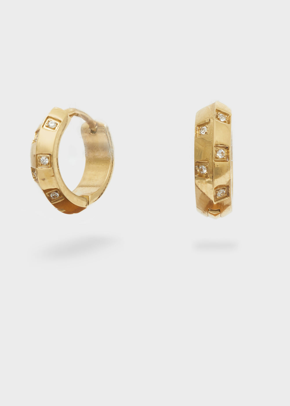Nalí 14KT GOLD PLA. S. STEEL HOOP EARRINGS W/ STONES Offerte