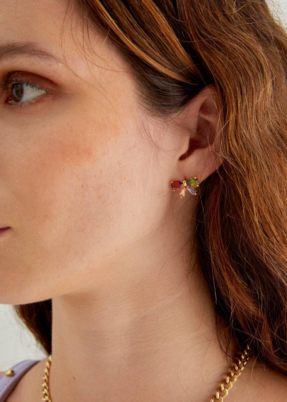 Nalí BOW LOBE EARRINGS ZIRCONS + COLORS Italia