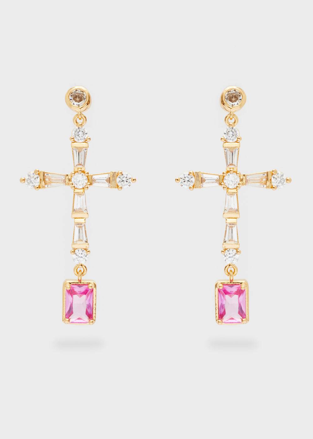 Nalí LEON CROSS EARRINGS W/ ZIRCONS + COLORS Vendita