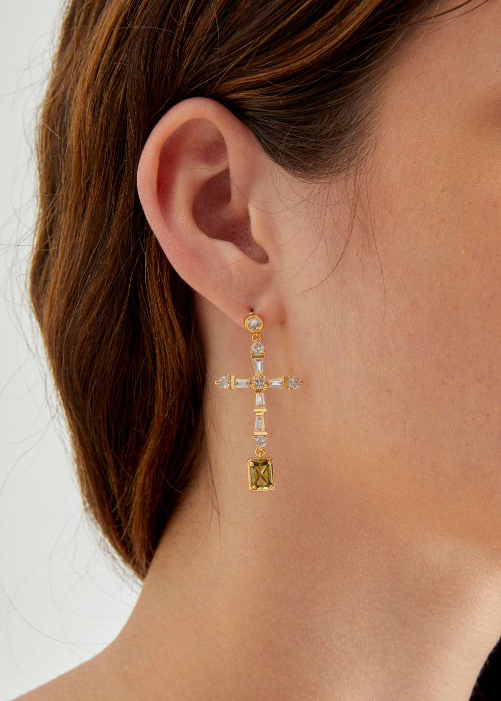 Nalí LEON CROSS EARRINGS W/ ZIRCONS + COLORS Vendita