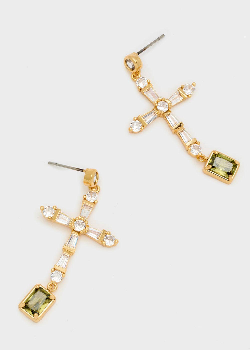 Nalí LEON CROSS EARRINGS W/ ZIRCONS + COLORS Vendita