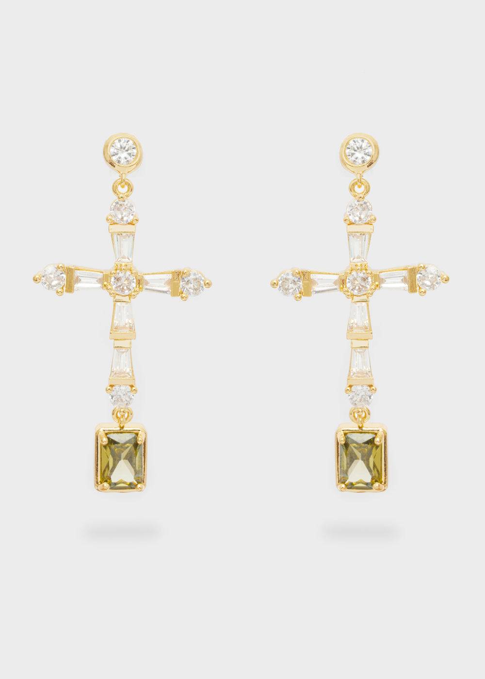 Nalí LEON CROSS EARRINGS W/ ZIRCONS + COLORS Vendita