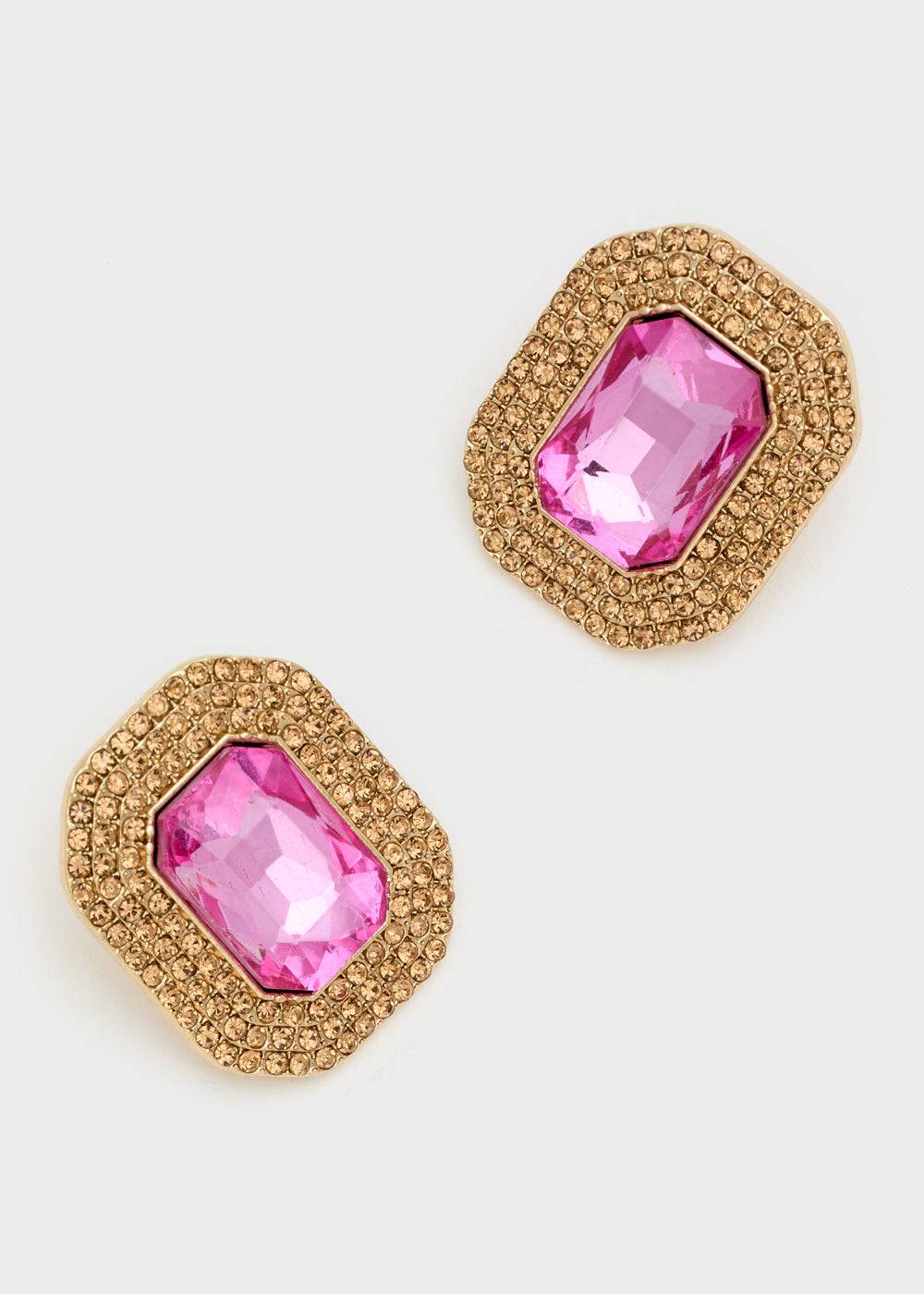 Nalí ADELE SQUARE EARRINGS W/ STONES + COLORS Pezzi Unici