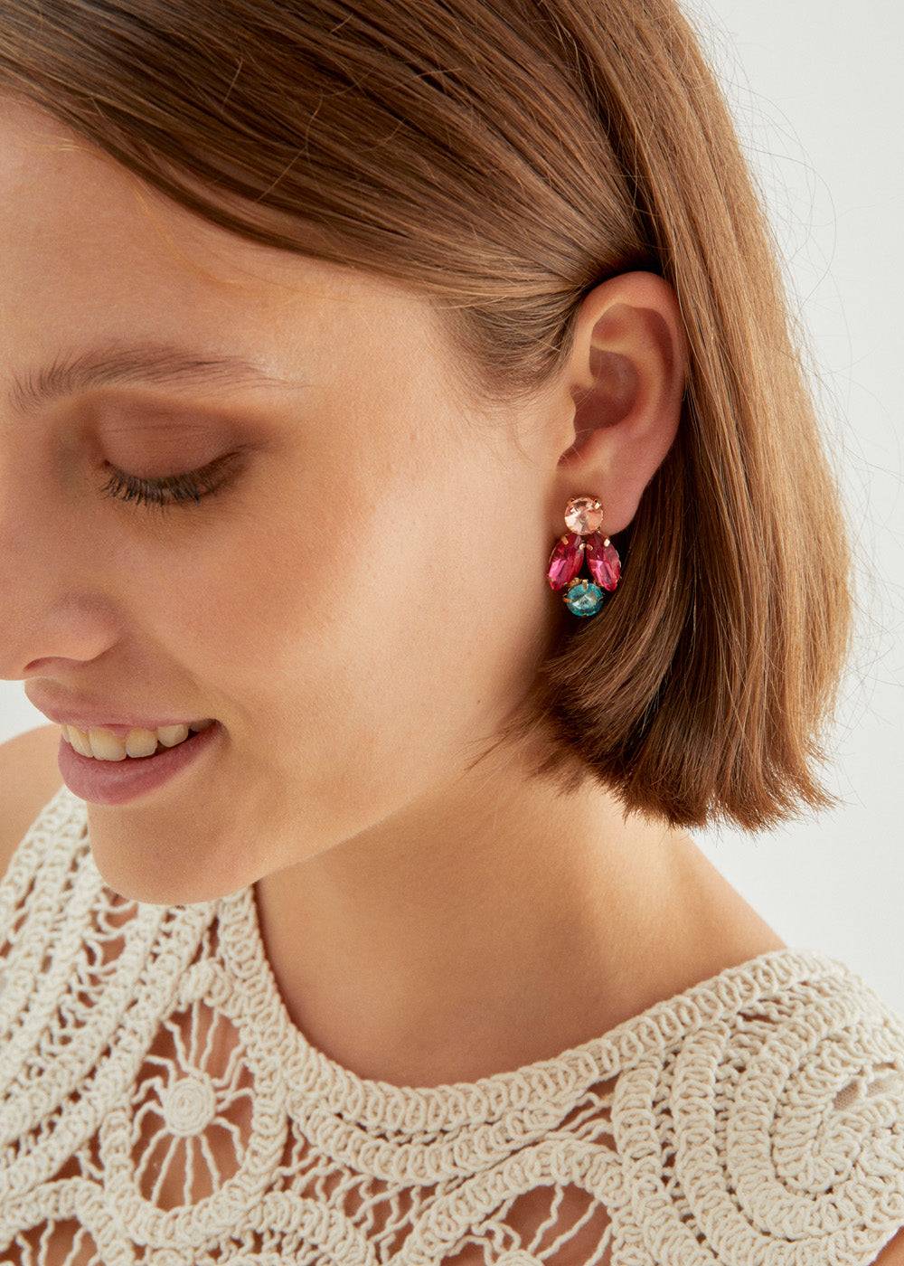 Nalí CYNTHIA LOBE EARRINGS W/ STONES + COLORS Acquista Ora