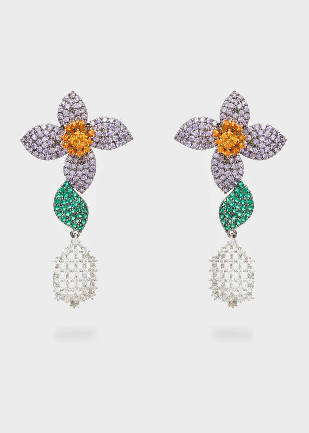 Nalí LEVYA GUNMETAL EARRINGS W/ ZIRCONS + COLORS Promozione Limitata