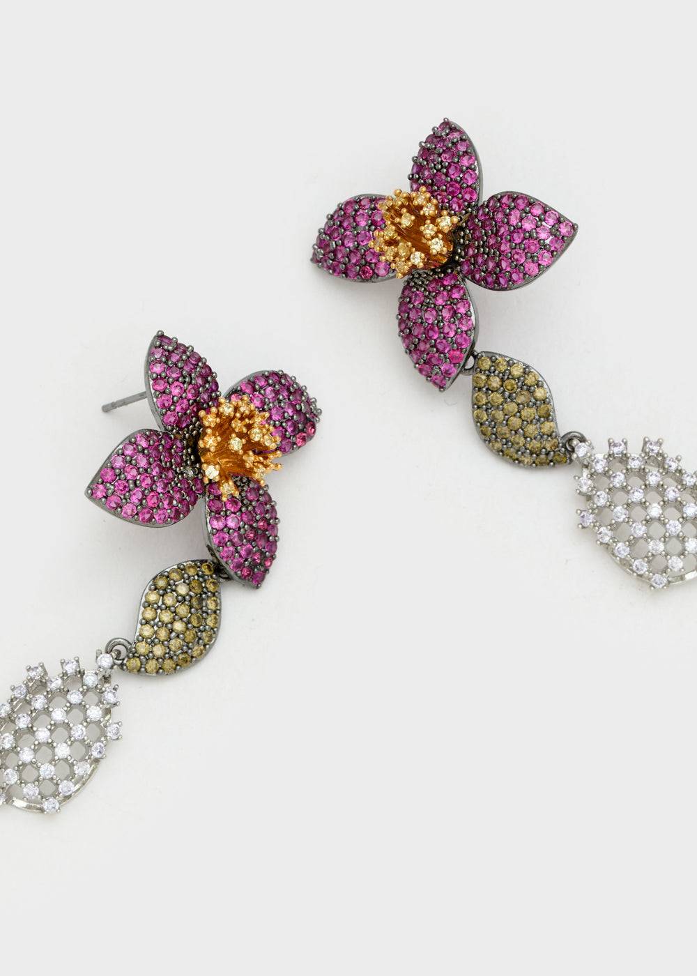 Nalí LEVYA GUNMETAL EARRINGS W/ ZIRCONS + COLORS Promozione Limitata