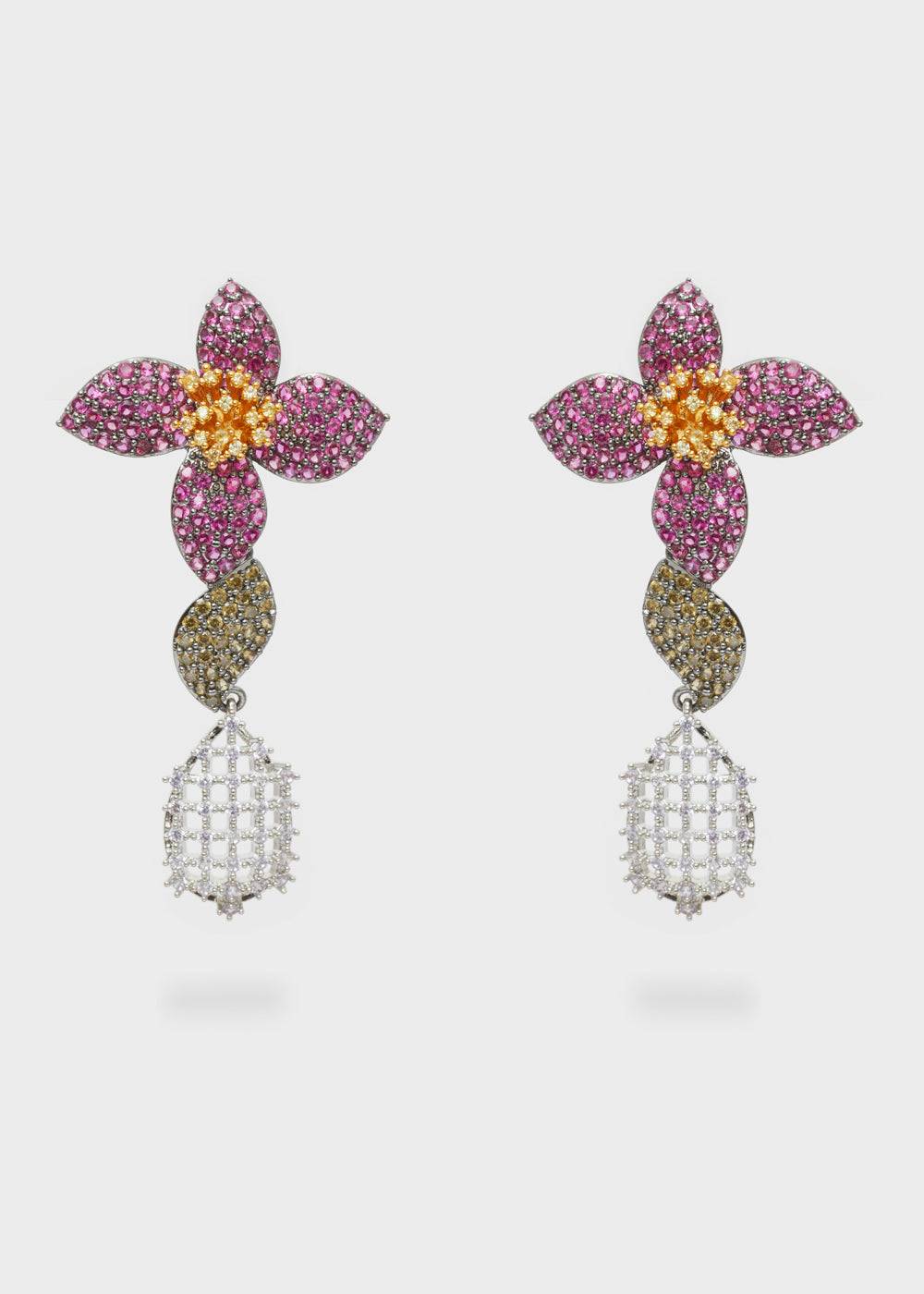 Nalí LEVYA GUNMETAL EARRINGS W/ ZIRCONS + COLORS Promozione Limitata