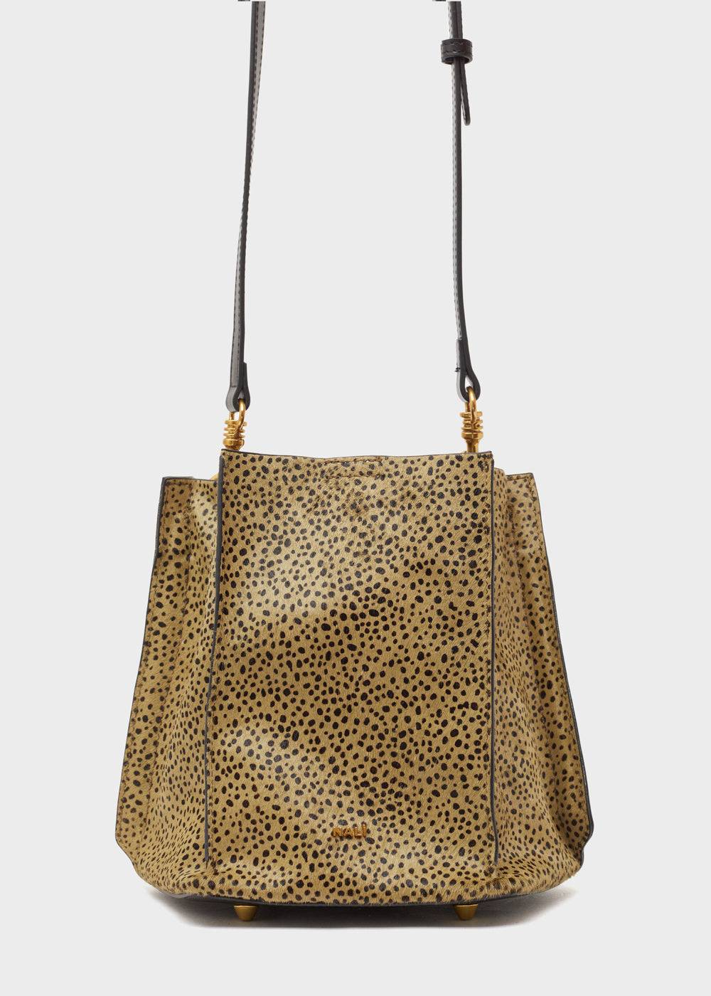 Nalí TITTI BUCKET BAG IN REAL LEATHER GREEN In Vendita